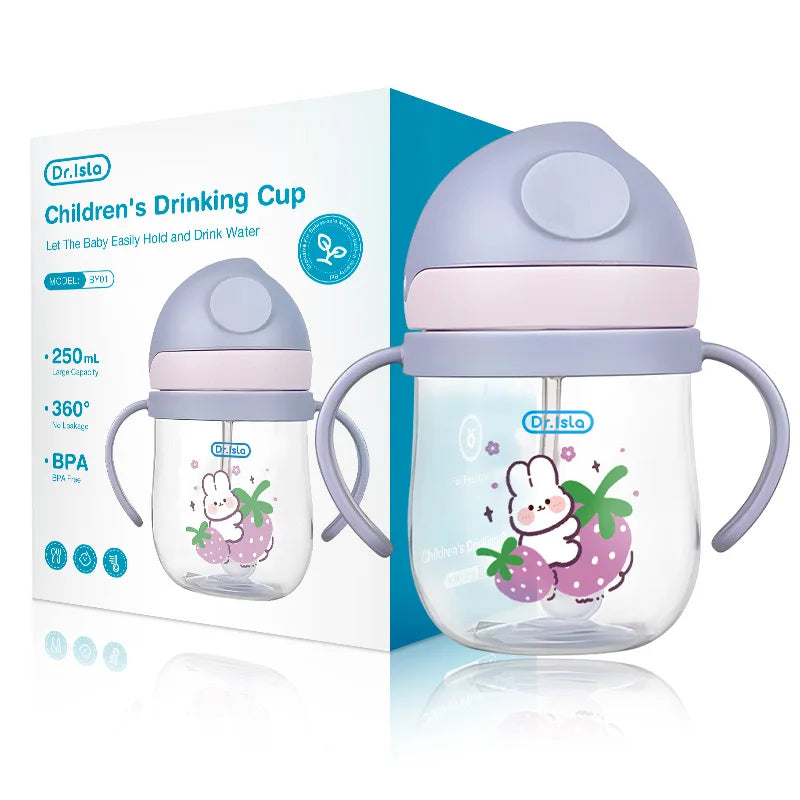 MAMIJOY 250ML Baby Learning Drinking Cup With Gravity Ball&Handle&Scale Leak-proofHeat Resistance Baby Water Cup BPA FREE BY01