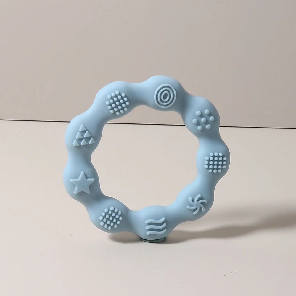 baby teether cartoon ring infant teething toy cute sensory soothing gum soft bpa free chew toy