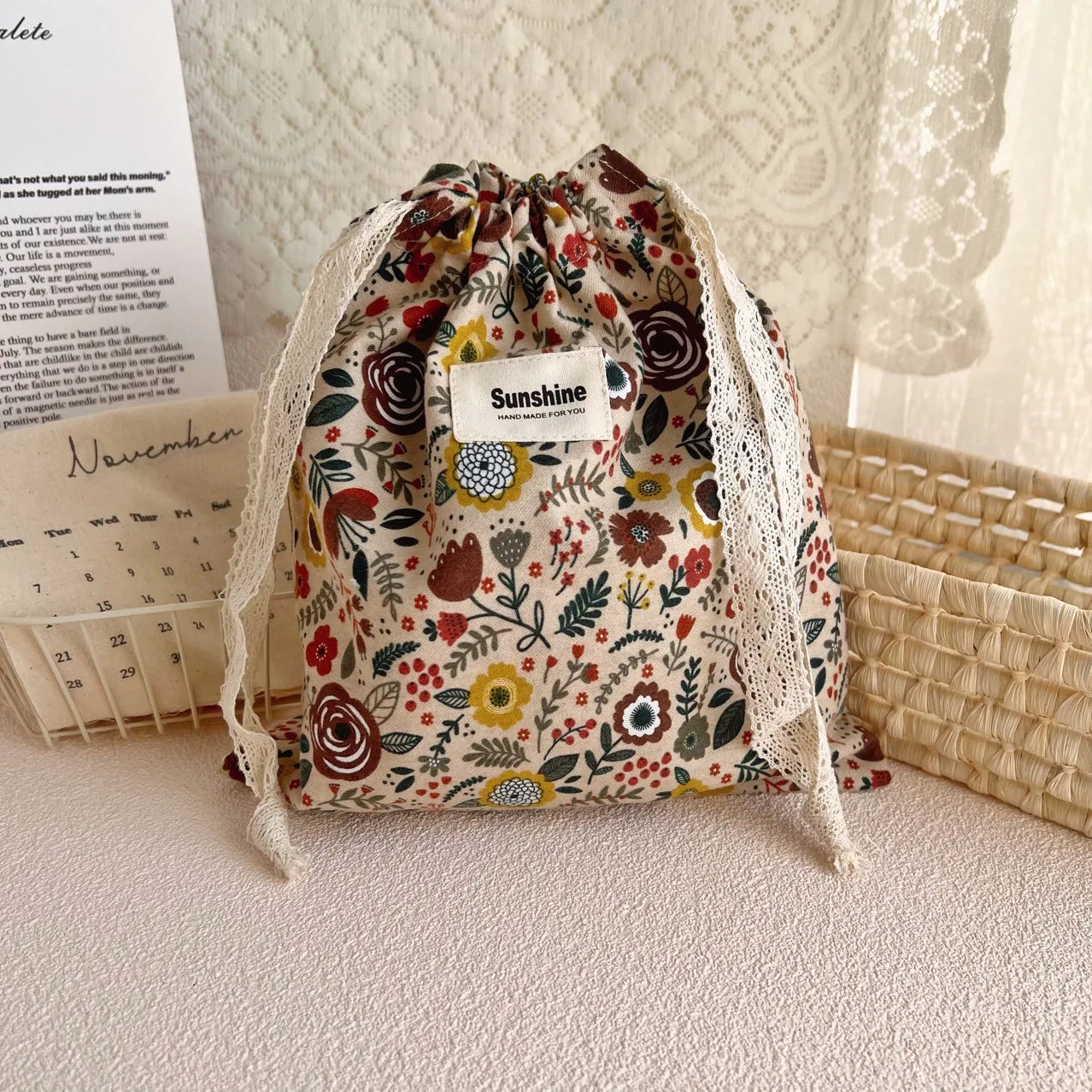 Cotton Nappy Bag for Baby Organizer Diaper Bag Mommy Baby Items String Cosmetic Pocket Stroller Bags Travel Makeup Storage Bag