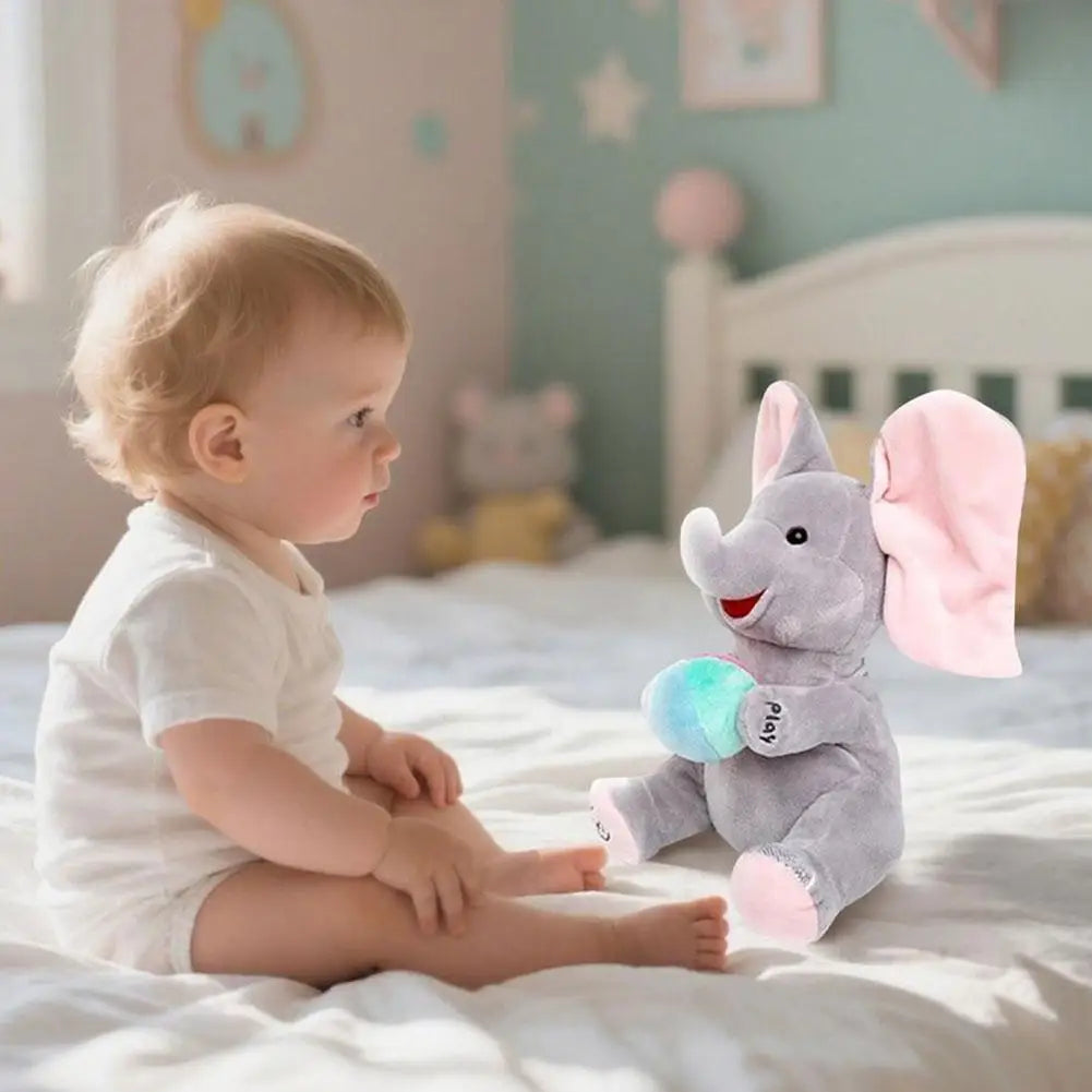 Hide-and-seek Elephant Plush Toy Flapping Ears With Cheerful Songs Elephant Soft Soothing New Born Gift For 3-12 Months