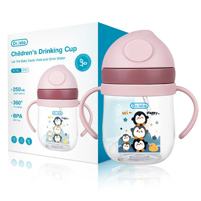 MAMIJOY 250ML Baby Learning Drinking Cup With Gravity Ball＆Handle＆Scale Leak-proofHeat Resistance Baby Water Cup BPA FREE BY01