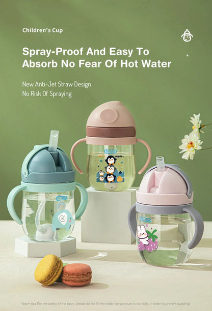 MAMIJOY 250ML Baby Learning Drinking Cup With Gravity Ball＆Handle＆Scale Leak-proofHeat Resistance Baby Water Cup BPA FREE BY01