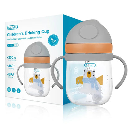 MAMIJOY 250ML Baby Learning Drinking Cup With Gravity Ball＆Handle＆Scale Leak-proofHeat Resistance Baby Water Cup BPA FREE BY01