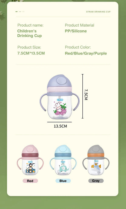 MAMIJOY 250ML Baby Learning Drinking Cup With Gravity Ball＆Handle＆Scale Leak-proofHeat Resistance Baby Water Cup BPA FREE BY01