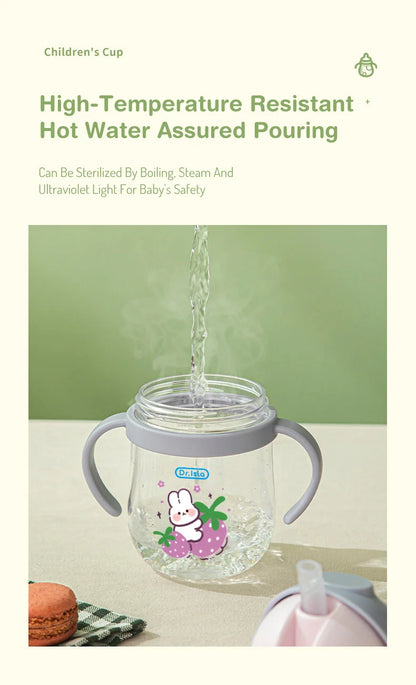 MAMIJOY 250ML Baby Learning Drinking Cup With Gravity Ball＆Handle＆Scale Leak-proofHeat Resistance Baby Water Cup BPA FREE BY01