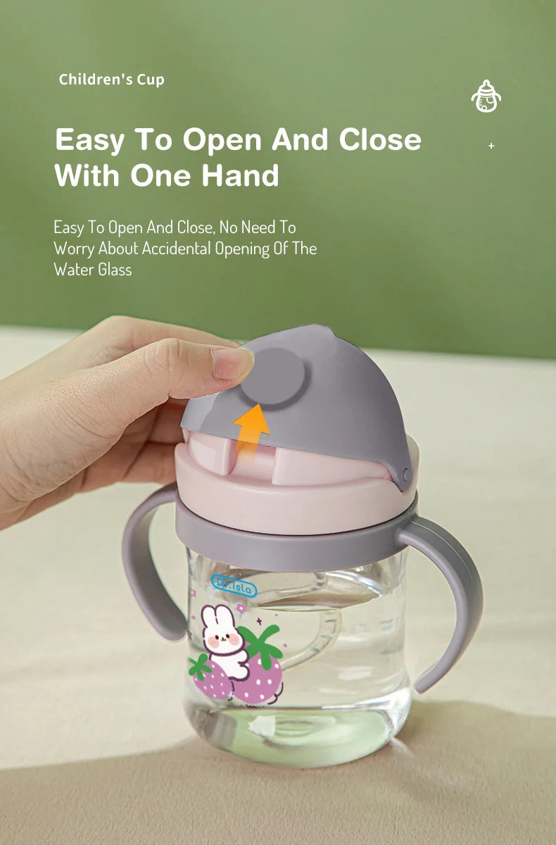 MAMIJOY 250ML Baby Learning Drinking Cup With Gravity Ball＆Handle＆Scale Leak-proofHeat Resistance Baby Water Cup BPA FREE BY01