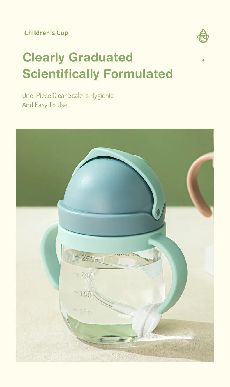 MAMIJOY 250ML Baby Learning Drinking Cup With Gravity Ball＆Handle＆Scale Leak-proofHeat Resistance Baby Water Cup BPA FREE BY01