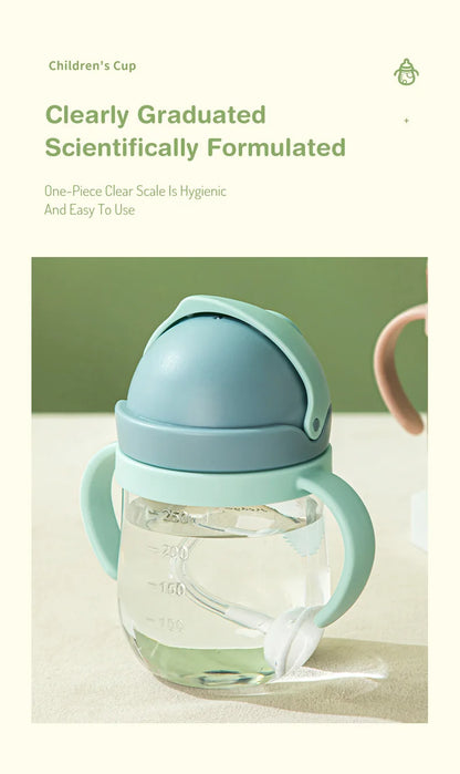 MAMIJOY 250ML Baby Learning Drinking Cup With Gravity Ball＆Handle＆Scale Leak-proofHeat Resistance Baby Water Cup BPA FREE BY01
