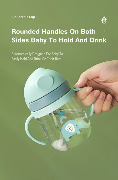 MAMIJOY 250ML Baby Learning Drinking Cup With Gravity Ball＆Handle＆Scale Leak-proofHeat Resistance Baby Water Cup BPA FREE BY01