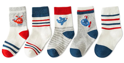 5 Pairs Baby Boy Girl Socks for 1-3 Years Toddler Autumn Winter Casual Elastic Cotton Socks Fashion Cartoon Clothing Accessories