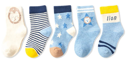 5 Pairs Baby Boy Girl Socks for 1-3 Years Toddler Autumn Winter Casual Elastic Cotton Socks Fashion Cartoon Clothing Accessories