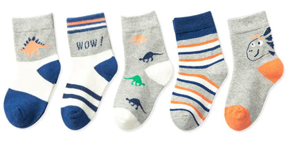 5 Pairs Baby Boy Girl Socks for 1-3 Years Toddler Autumn Winter Casual Elastic Cotton Socks Fashion Cartoon Clothing Accessories