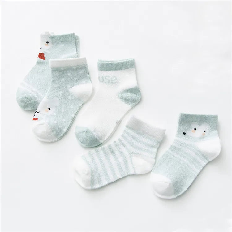 5Pairs/lot Infant Baby Socks For Girls Boys Summer Mesh Thin Baby Socks Cotton Casual Print Newborn Toddler Boy Sock 0-24Month