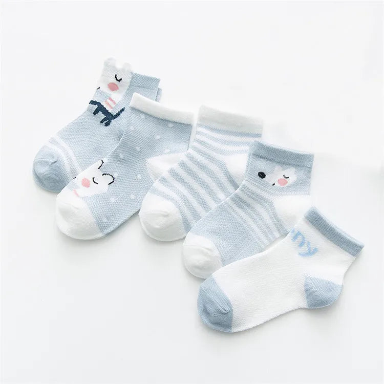 5Pairs/lot Infant Baby Socks For Girls Boys Summer Mesh Thin Baby Socks Cotton Casual Print Newborn Toddler Boy Sock 0-24Month