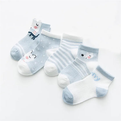 5Pairs/lot Infant Baby Socks For Girls Boys Summer Mesh Thin Baby Socks Cotton Casual Print Newborn Toddler Boy Sock 0-24Month