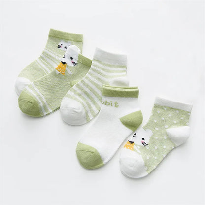 5Pairs/lot Infant Baby Socks For Girls Boys Summer Mesh Thin Baby Socks Cotton Casual Print Newborn Toddler Boy Sock 0-24Month