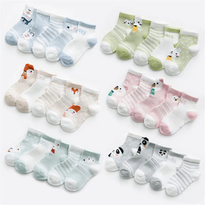 5Pairs/lot Infant Baby Socks For Girls Boys Summer Mesh Thin Baby Socks Cotton Casual Print Newborn Toddler Boy Sock 0-24Month