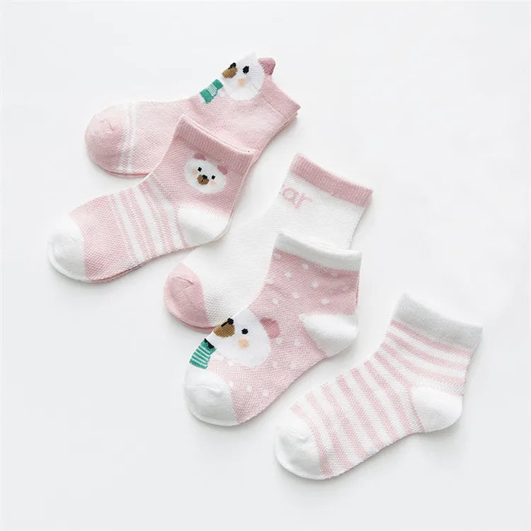 5Pairs/lot Infant Baby Socks For Girls Boys Summer Mesh Thin Baby Socks Cotton Casual Print Newborn Toddler Boy Sock 0-24Month