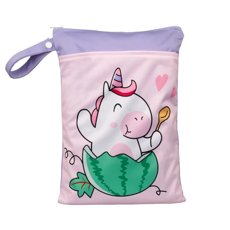 Babyshow 25x35cm Wet Dry Bag Digital Position Printed Waterproof Diaper Bag Double Zippers with Handle Mommy Bag