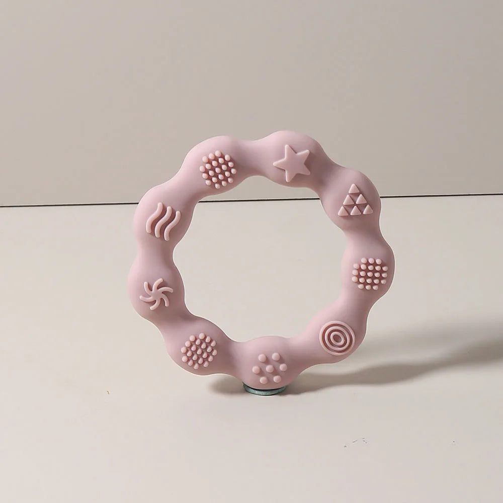 baby teether cartoon ring infant teething toy cute sensory soothing gum soft bpa free chew toy
