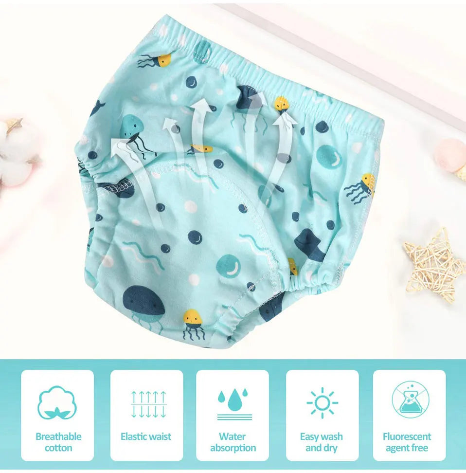 Baby Cotton Potty Training Pants Toddler Reusable Diapers Panties Ecological Washable 6 Layer Waterproof Cloth Nappies Underwear
