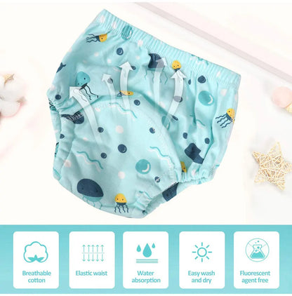 Baby Cotton Potty Training Pants Toddler Reusable Diapers Panties Ecological Washable 6 Layer Waterproof Cloth Nappies Underwear