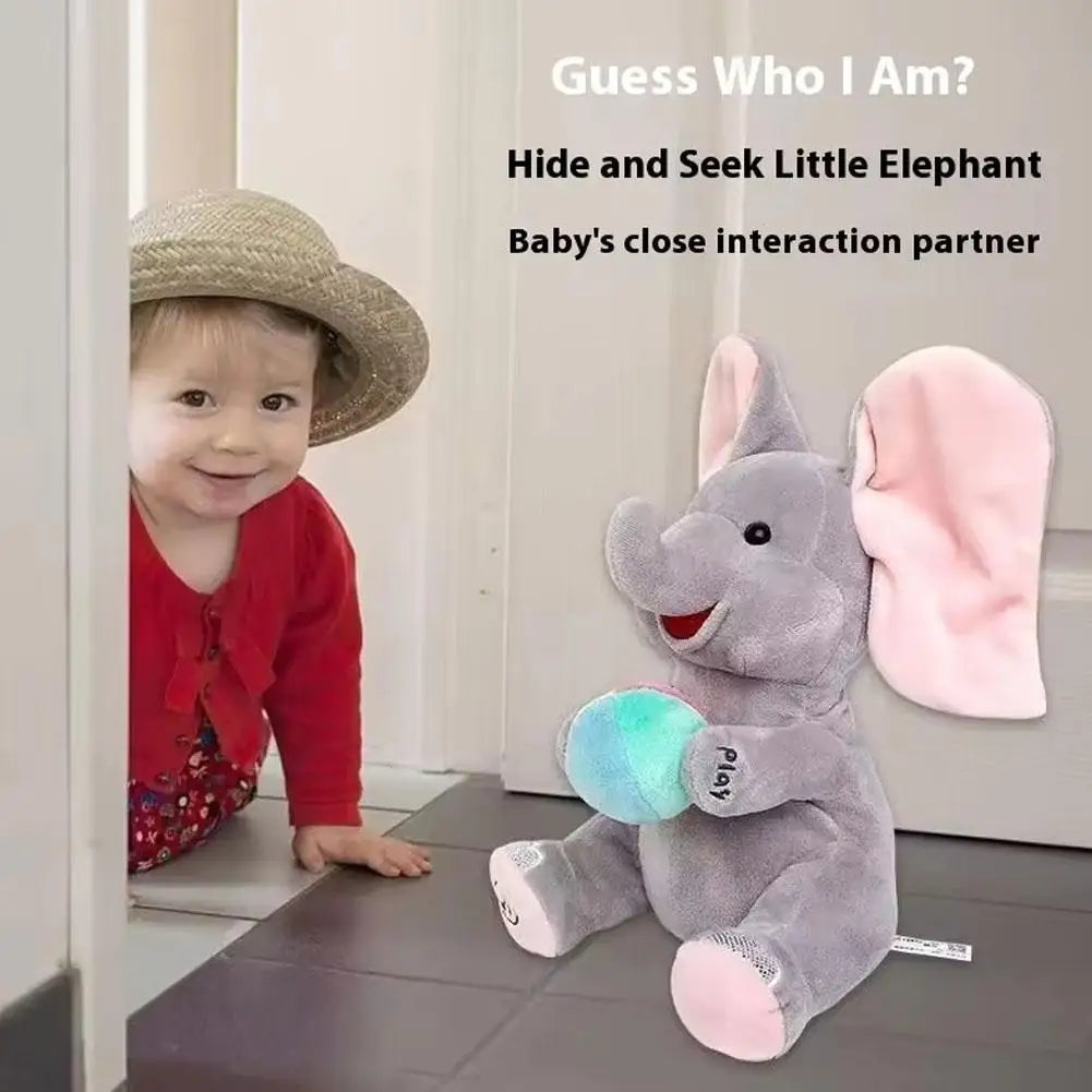 Hide-and-seek Elephant Plush Toy Flapping Ears With Cheerful Songs Elephant Soft Soothing New Born Gift For 3-12 Months