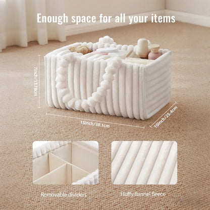 Flannel Diaper Caddy Organizer, included Gift Packaging, Cozy Nursery Storage Basket, Gift for Baby Shower, Newborn Essentials