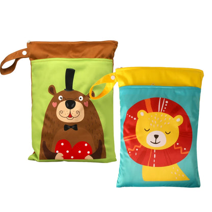 Babyshow 25x35cm Wet Dry Bag Digital Position Printed Waterproof Diaper Bag Double Zippers with Handle Mommy Bag