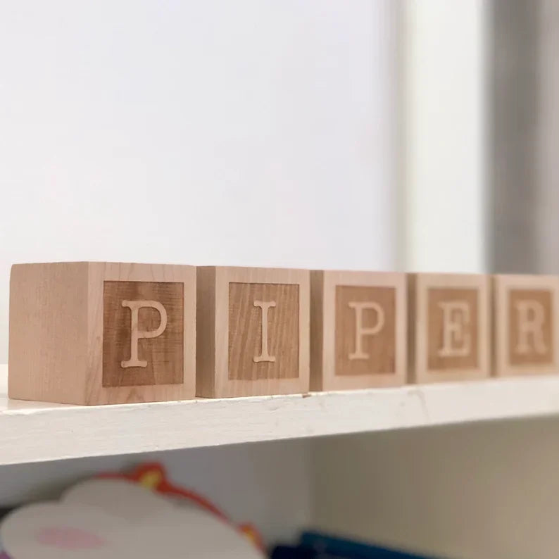 1pc A-Z Personalized Wood Name Blocks Custom Alphabet Baby Letters Natural Nursery Decor & Customizable Baby Girls Boys Gift