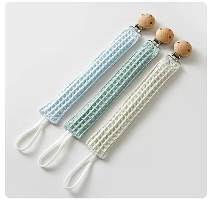 Custom Name Pacifier Clip Holder Personalized Fabric Pacifier Clip with Wooden Clip Hand Embroiered Name Baby Shower Gift