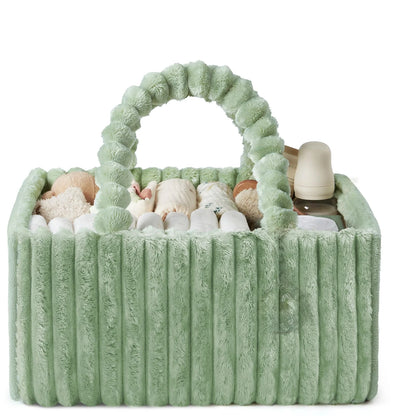 Flannel Diaper Caddy Organizer, included Gift Packaging, Cozy Nursery Storage Basket, Gift for Baby Shower, Newborn Essentials