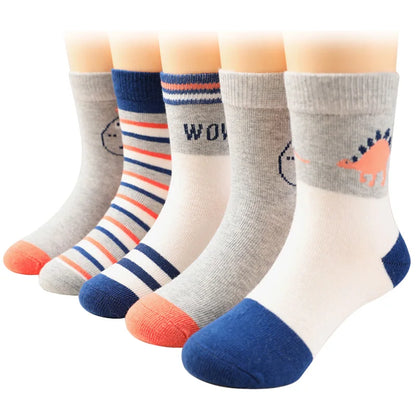 5 Pairs Baby Boy Girl Socks for 1-3 Years Toddler Autumn Winter Casual Elastic Cotton Socks Fashion Cartoon Clothing Accessories