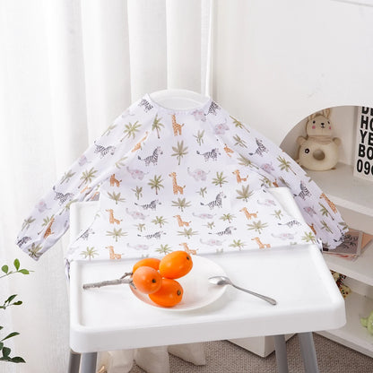 Elinfant Waterproof Baby Feeding Bibs, Cute Design Long Sleeve Mess-proof Apron Bibs