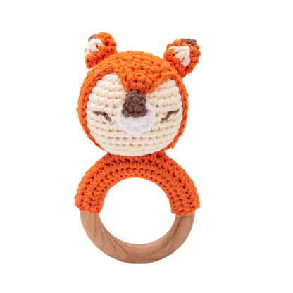 1pc Baby Teether Music Rattles for Kids Animal Crochet Rattle Elephant Giraffe Ring Wooden Babies Gym Montessori Children's Toys