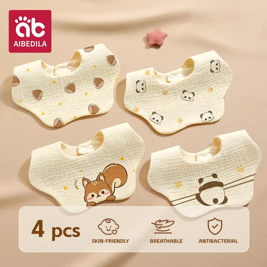 AIBEDILA 4pcs Baby Bandana Bibs Soft Skin-friendly Saliva Burp Cloths Breathable Feeding Bibs for Newborn Infant Toddler  ﻿