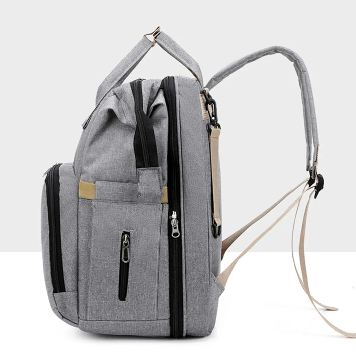 Portable folding crib, mommy bag, multi-functional, light and large-capacity leisure, double shoulder mother and baby bag.