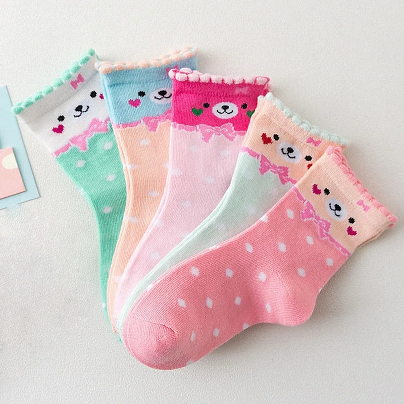 5 Pairs Baby Boy Girl Socks for 1-3 Years Toddler Autumn Winter Casual Elastic Cotton Socks Fashion Cartoon Clothing Accessories