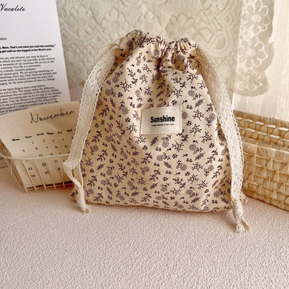 Cotton Nappy Bag for Baby Organizer Diaper Bag Mommy Baby Items String Cosmetic Pocket Stroller Bags Travel Makeup Storage Bag