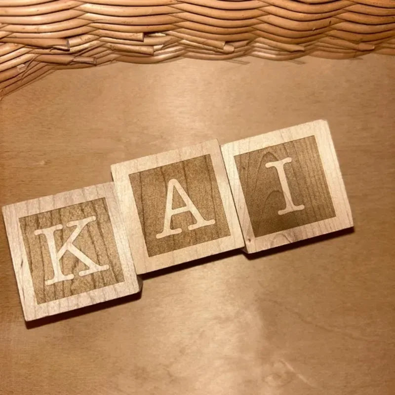 1pc A-Z Personalized Wood Name Blocks Custom Alphabet Baby Letters Natural Nursery Decor & Customizable Baby Girls Boys Gift