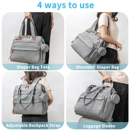 PANGDUBE Large Size Mom Dad Backpack Baby Diaper Bags with Pacifier Bag Nappy Bag for Baby Things Maternity Backpack for Mommy