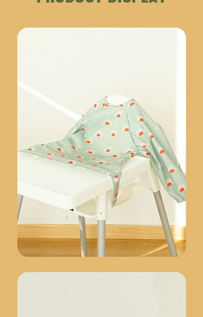 Elinfant Waterproof Baby Feeding Bibs, Cute Design Long Sleeve Mess-proof Apron Bibs