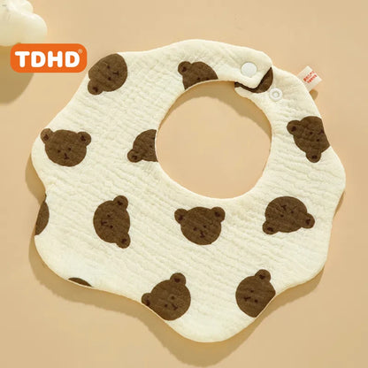 TDHD 3PCS Cotton Gauze Baby Feeding Bibs Summer Soft Petal Baby Printed Drooling Towel Newborn Toddler Baby Burp Cloth Children'