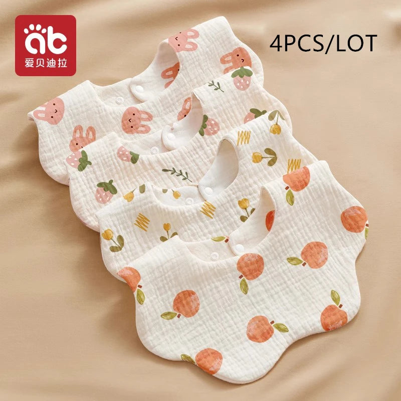 AIBEDILA 4pcs Baby Bandana Bibs Soft Skin-friendly Saliva Burp Cloths Breathable Feeding Bibs for Newborn Infant Toddler  ﻿