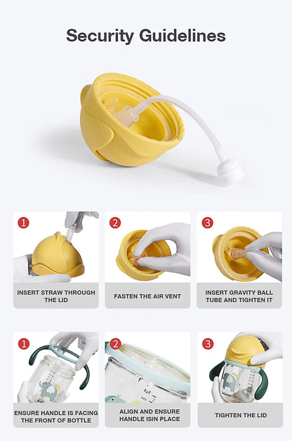 MAMIJOY 250ML Baby Water Cup Handle With Straw＆Dust cover＆Gravity Ball Learning Drinking Cup Children's Water Cup BPA Free BY02