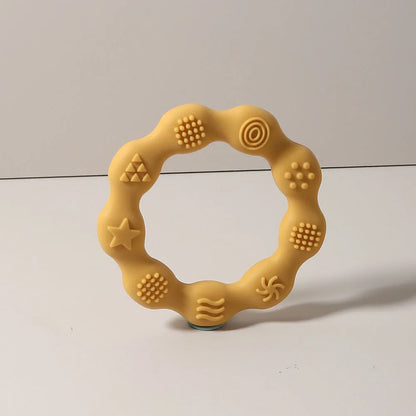 baby teether cartoon ring infant teething toy cute sensory soothing gum soft bpa free chew toy