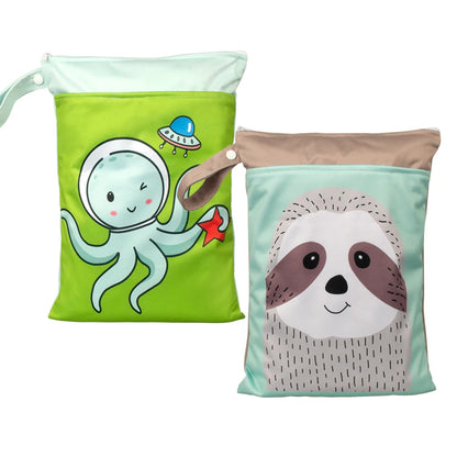 Babyshow 25x35cm Wet Dry Bag Digital Position Printed Waterproof Diaper Bag Double Zippers with Handle Mommy Bag