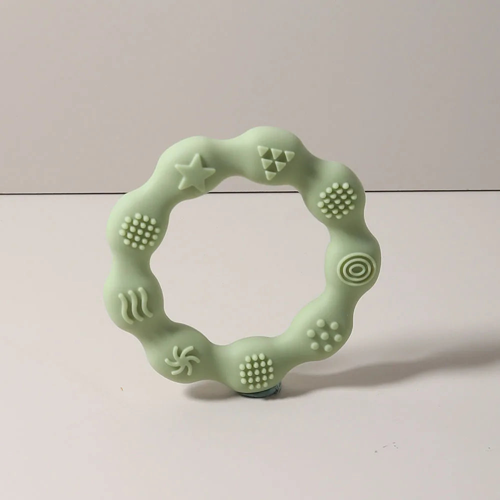 baby teether cartoon ring infant teething toy cute sensory soothing gum soft bpa free chew toy
