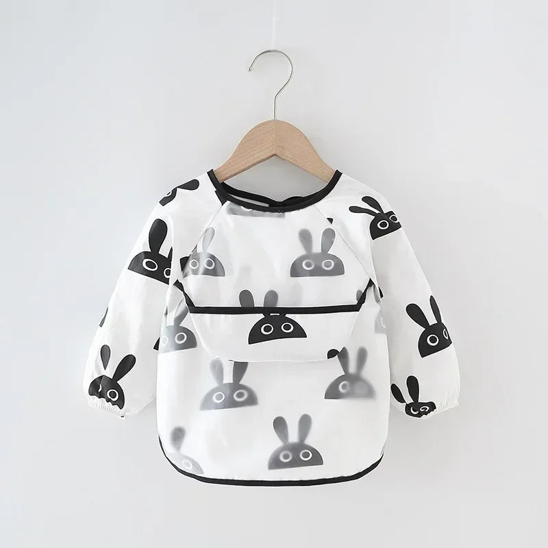 Baby Soft Waterproof Bib Kid Long Sleeves Adjustable Feeding Cloth Little Boy Girl Painting Smock Child Meal Eating Apron