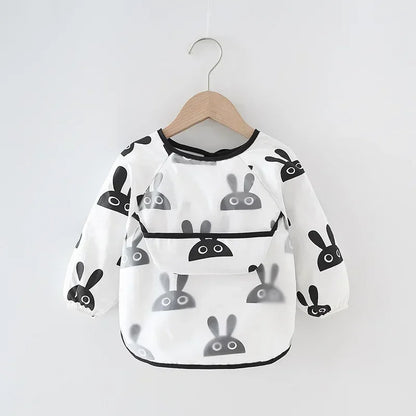 Baby Soft Waterproof Bib Kid Long Sleeves Adjustable Feeding Cloth Little Boy Girl Painting Smock Child Meal Eating Apron